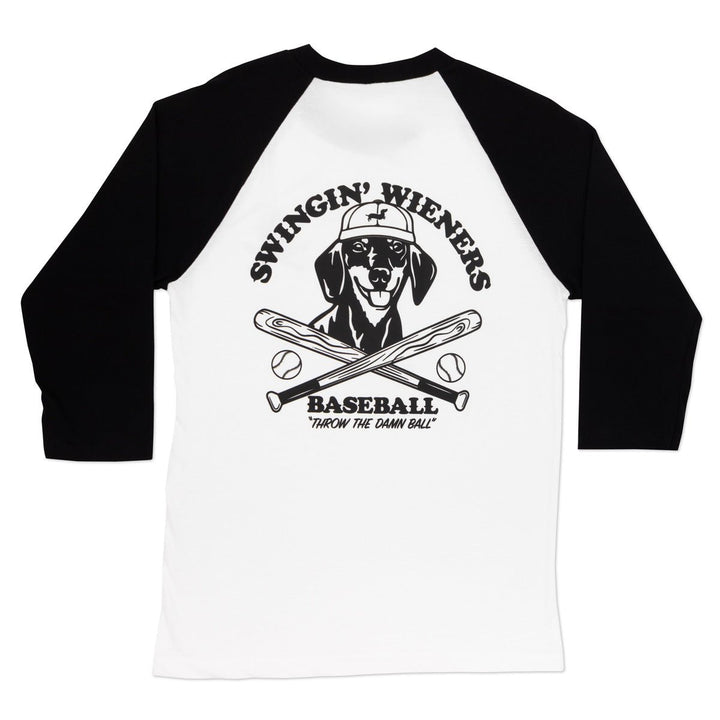 swingin’ wieners baseball club unisex baseball tee - bean goods