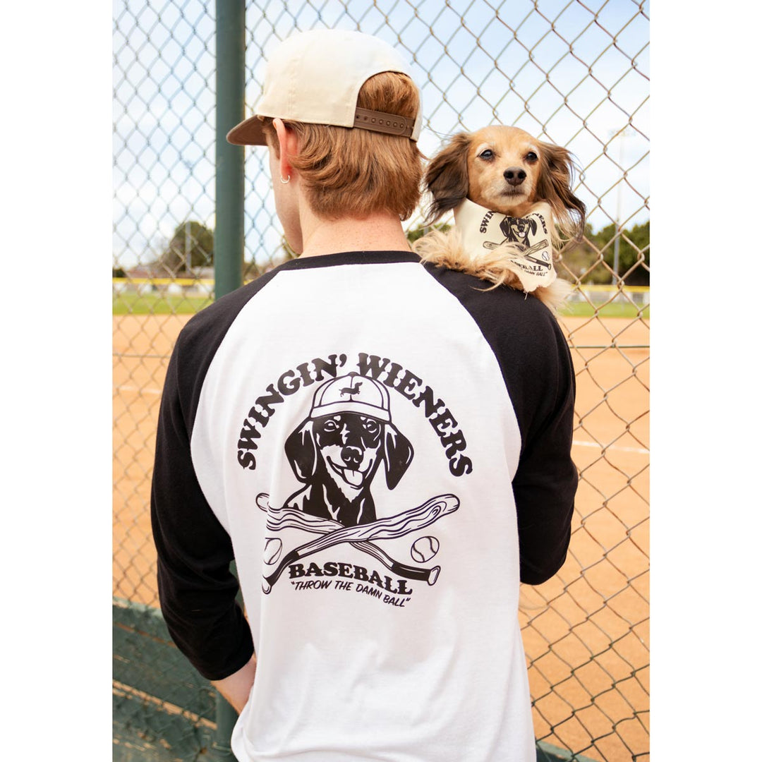 swingin’ wieners baseball club unisex baseball tee - bean goods