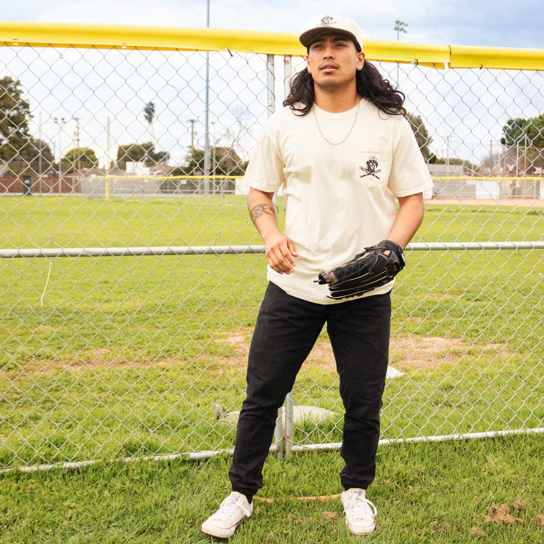 swingin’ wieners baseball club unisex pocket tee | cream - bean goods