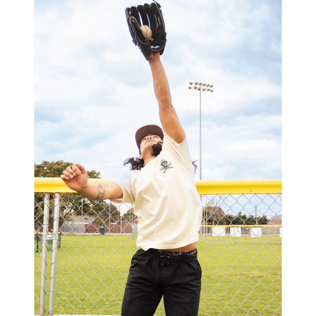 swingin’ wieners baseball club unisex pocket tee | cream - bean goods