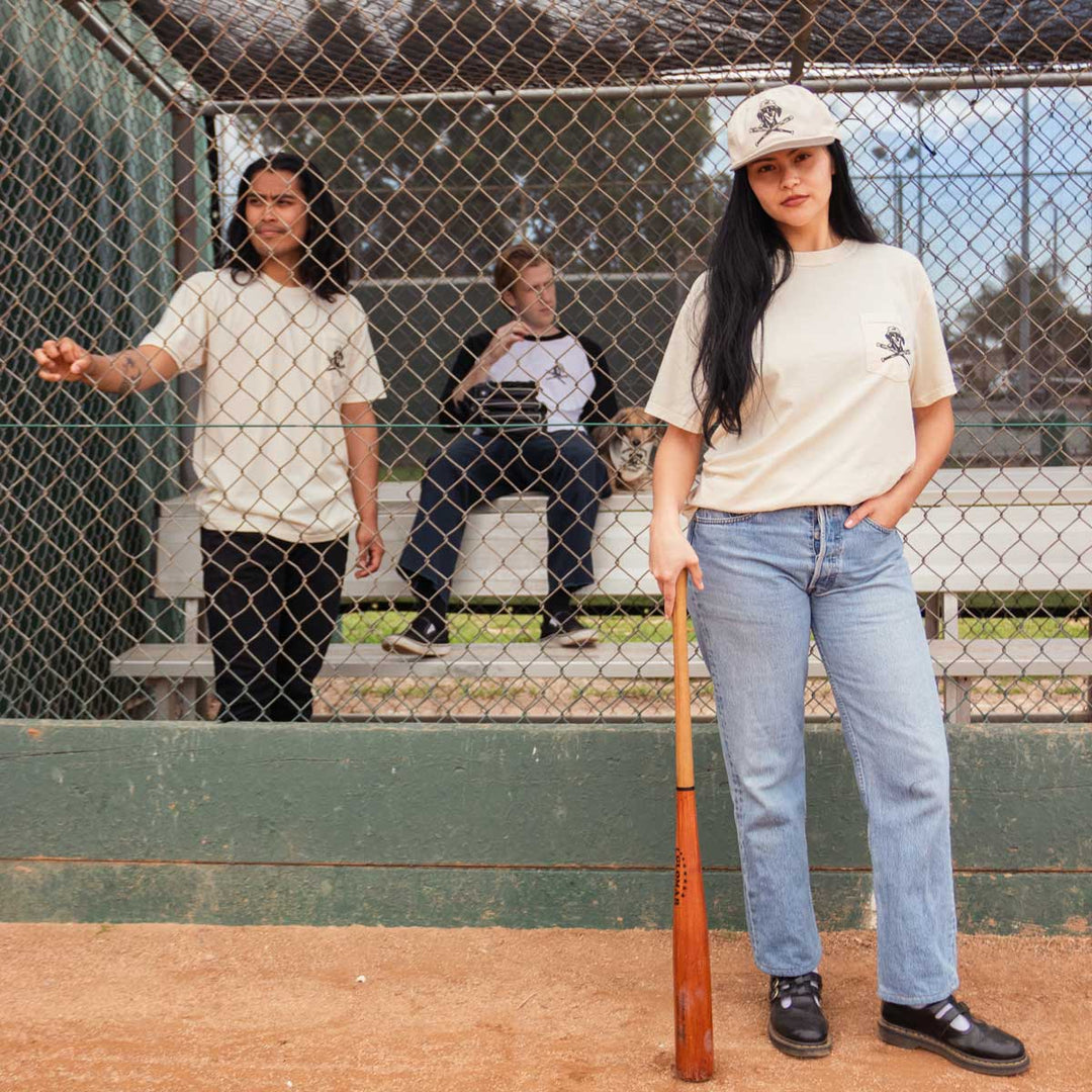 swingin’ wieners baseball club unisex pocket tee | cream - bean goods