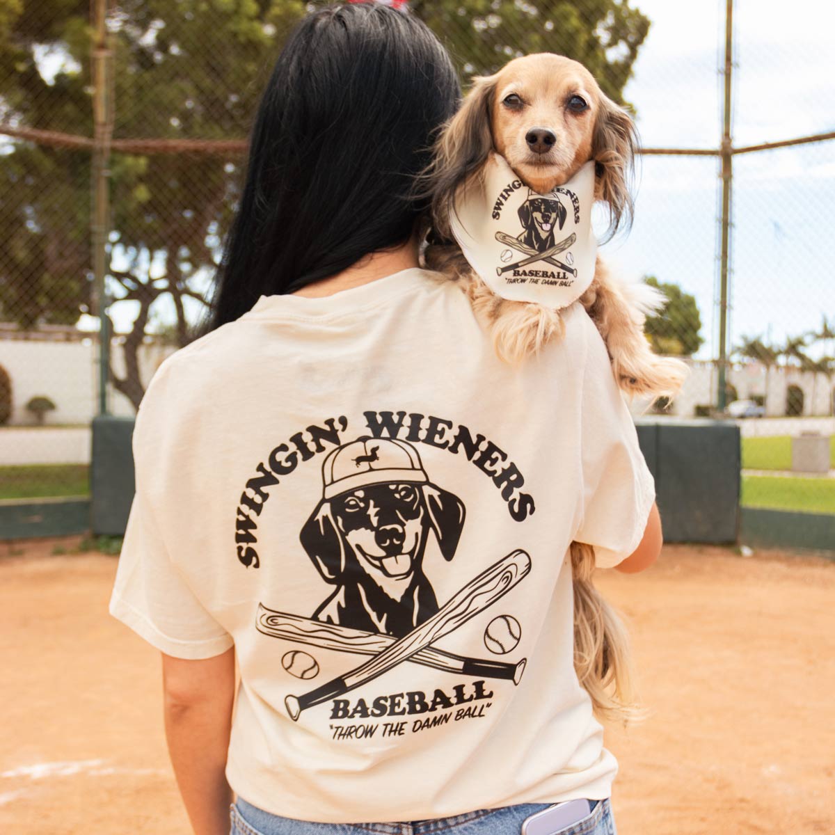 swingin’ wieners baseball club unisex pocket tee | cream - bean goods