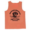 swingin’ wieners baseball club unisex tank | tangerine