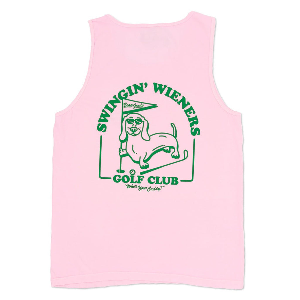 swingin’ wieners golf club unisex tank caddy pink