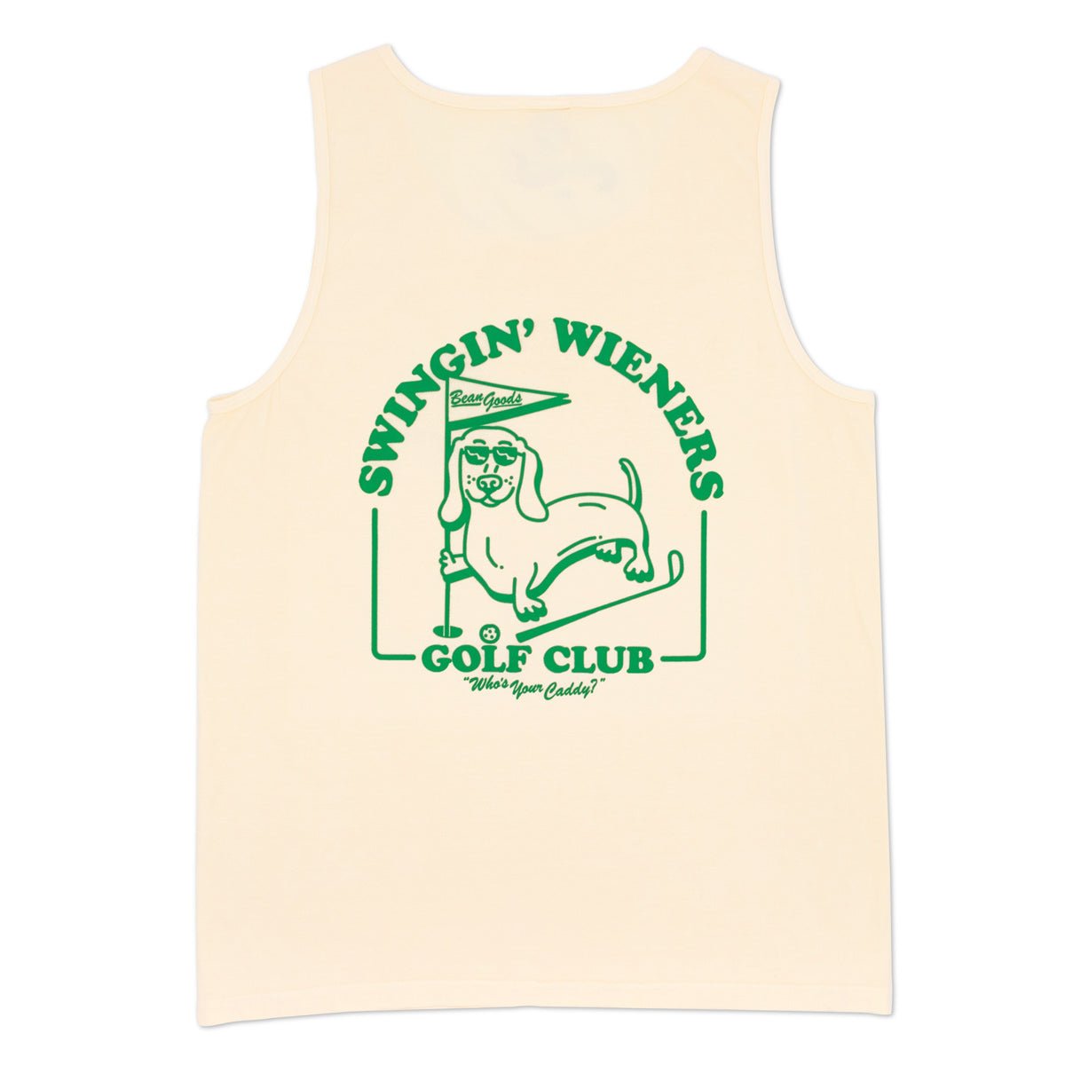 swingin’ wieners golf club unisex tank | cream - bean goods