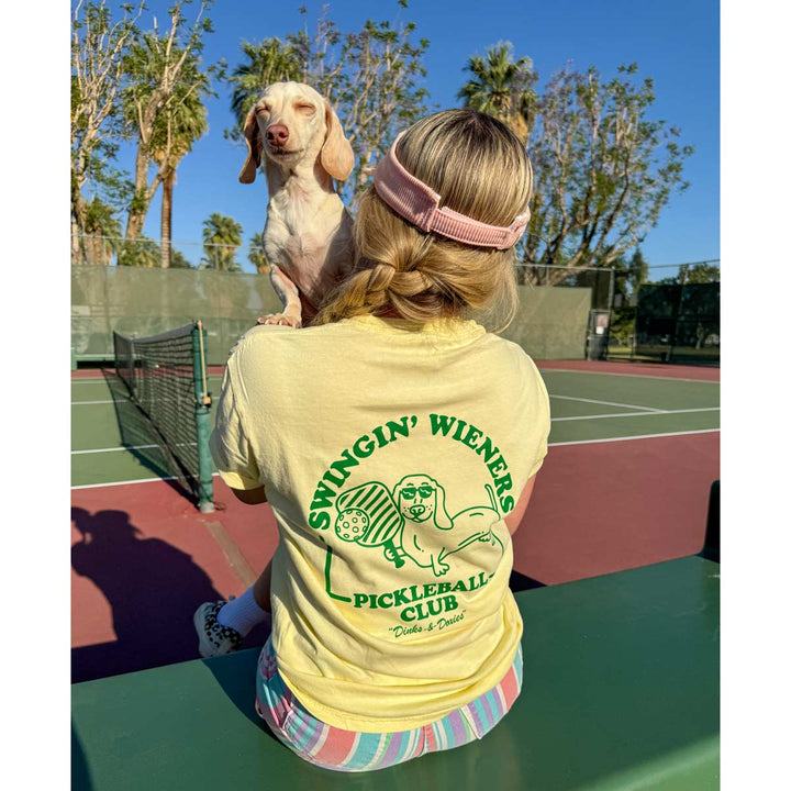 swingin’ wieners pickle ball unisex pocket tee | banana - bean goods