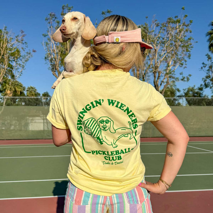 swingin’ wieners pickle ball unisex pocket tee | banana - bean goods