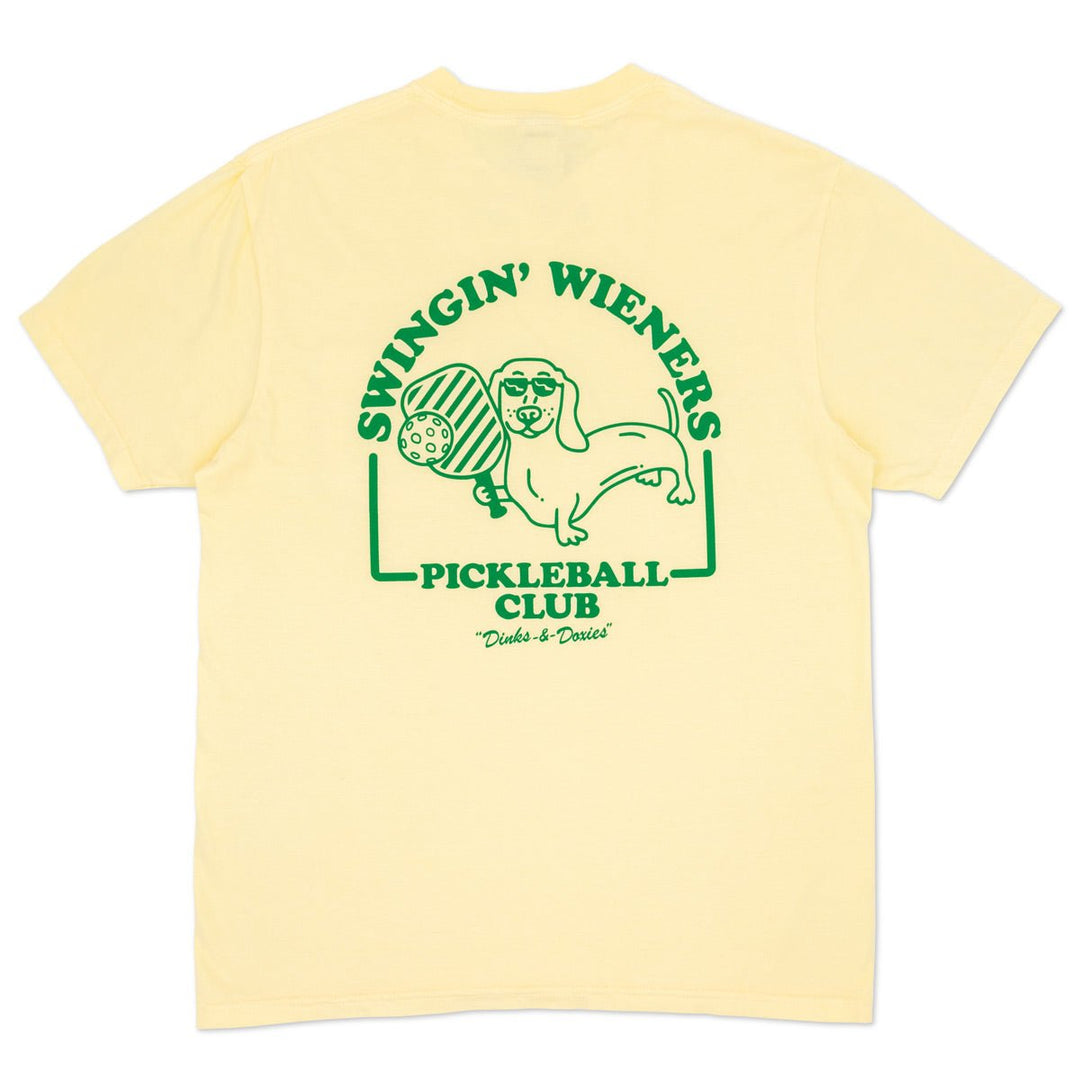 swingin’ wieners pickle ball unisex pocket tee | banana - bean goods