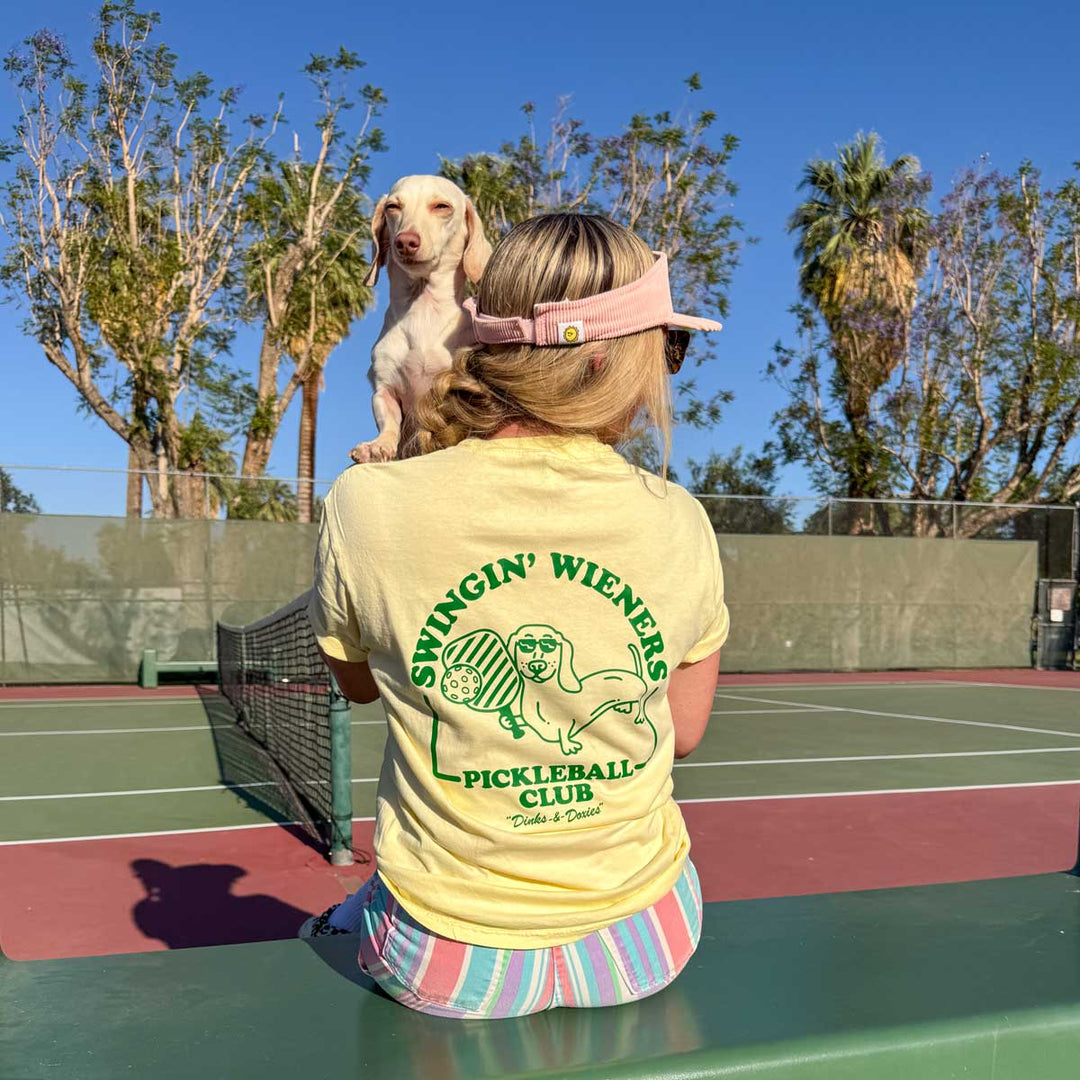 swingin’ wieners pickle ball unisex pocket tee | banana - bean goods