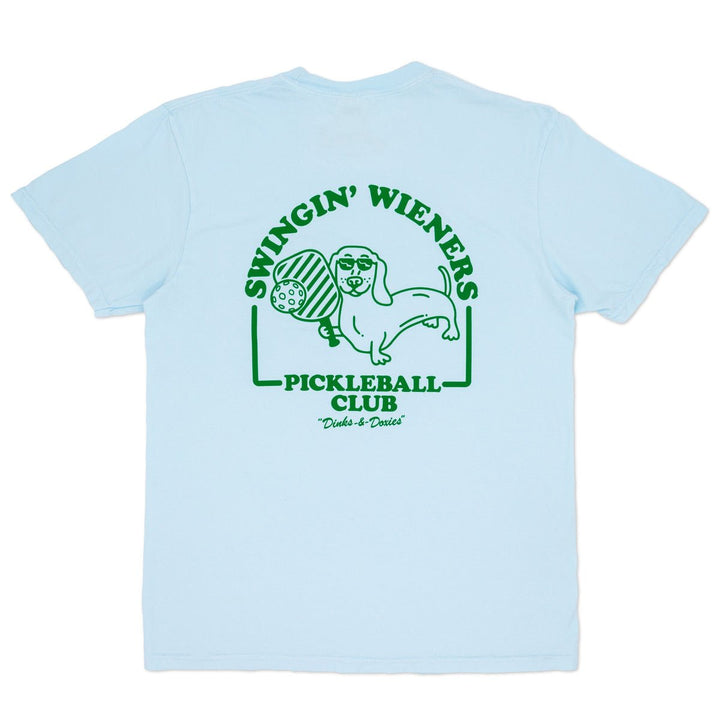 swingin’ wieners pickle ball unisex pocket tee | blue bird - bean goods