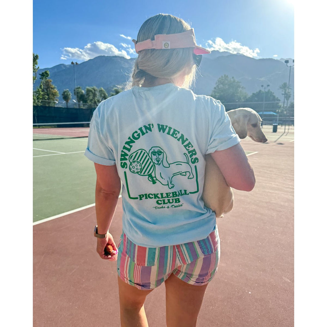 swingin’ wieners pickle ball unisex pocket tee | blue bird - bean goods