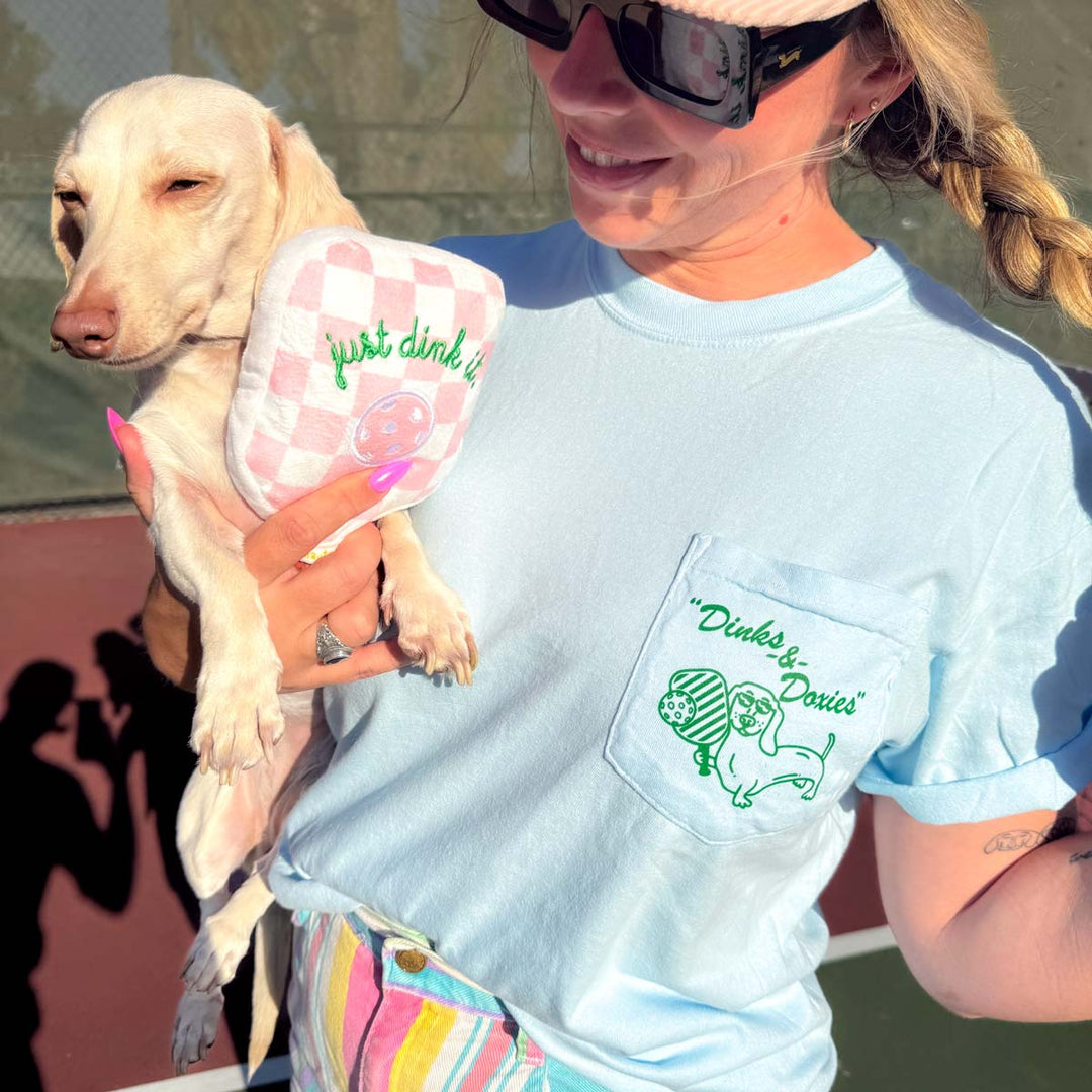 swingin’ wieners pickle ball unisex pocket tee | blue bird - bean goods