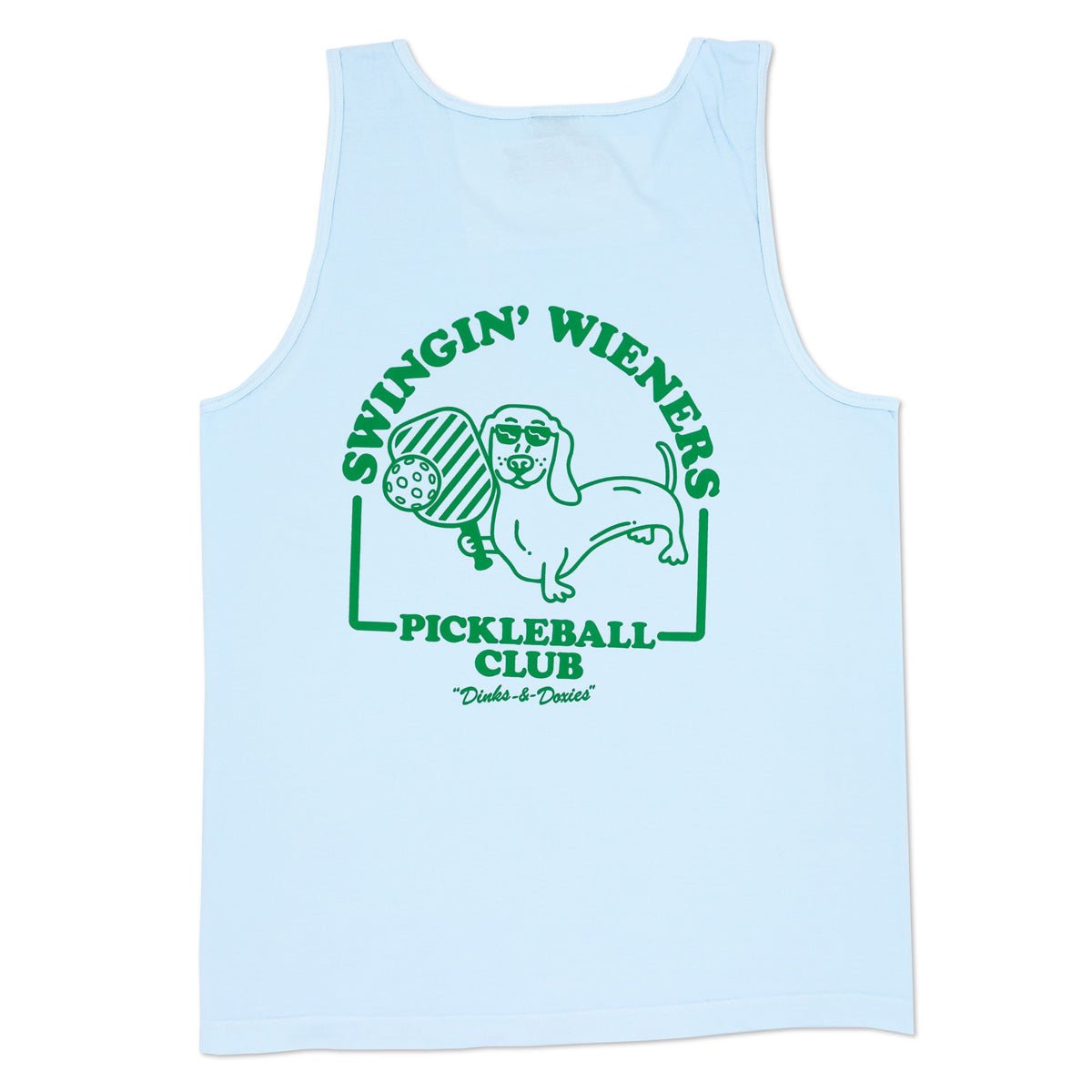 swingin’ wieners pickle ball unisex tank | blue bird - bean goods