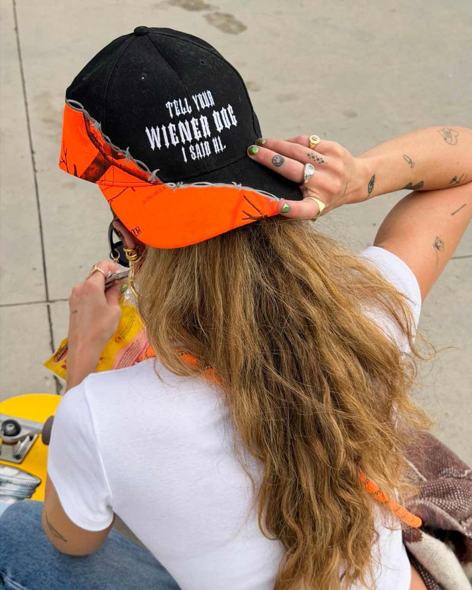 tell your wiener dog I said hi embroidered hat - bean goods