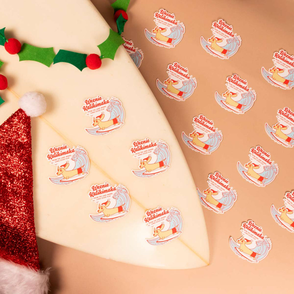 weenie kalikimaka sticker - bean goods