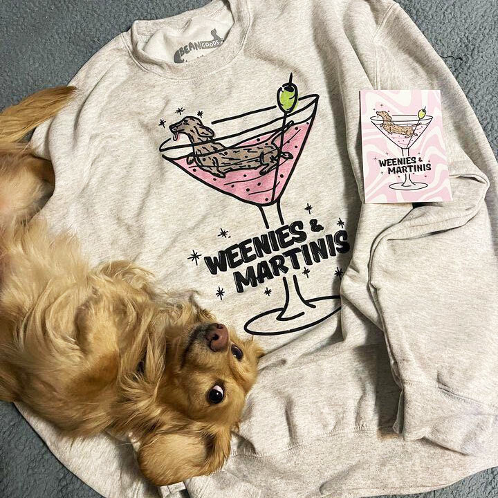 weenies & martinis | unisex crew sweatshirt | heather grey