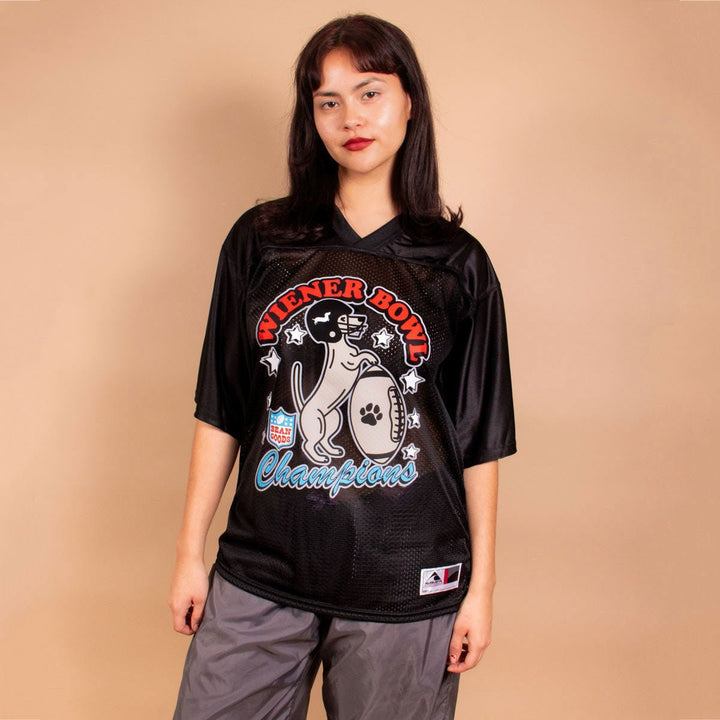 wiener bowl football jersey | midnight - bean goods