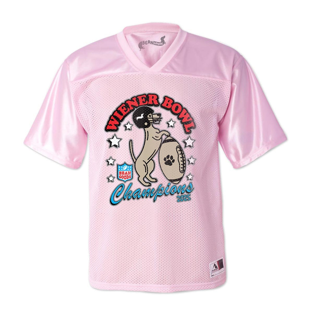 wiener bowl football jersey | ween pink - bean goods