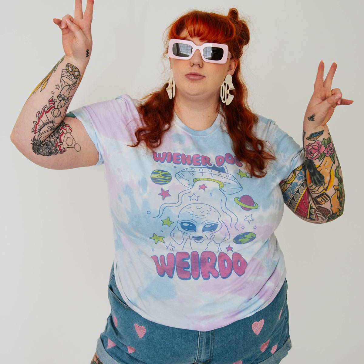 wiener dog weirdo unisex tie - dye tee - bean goods