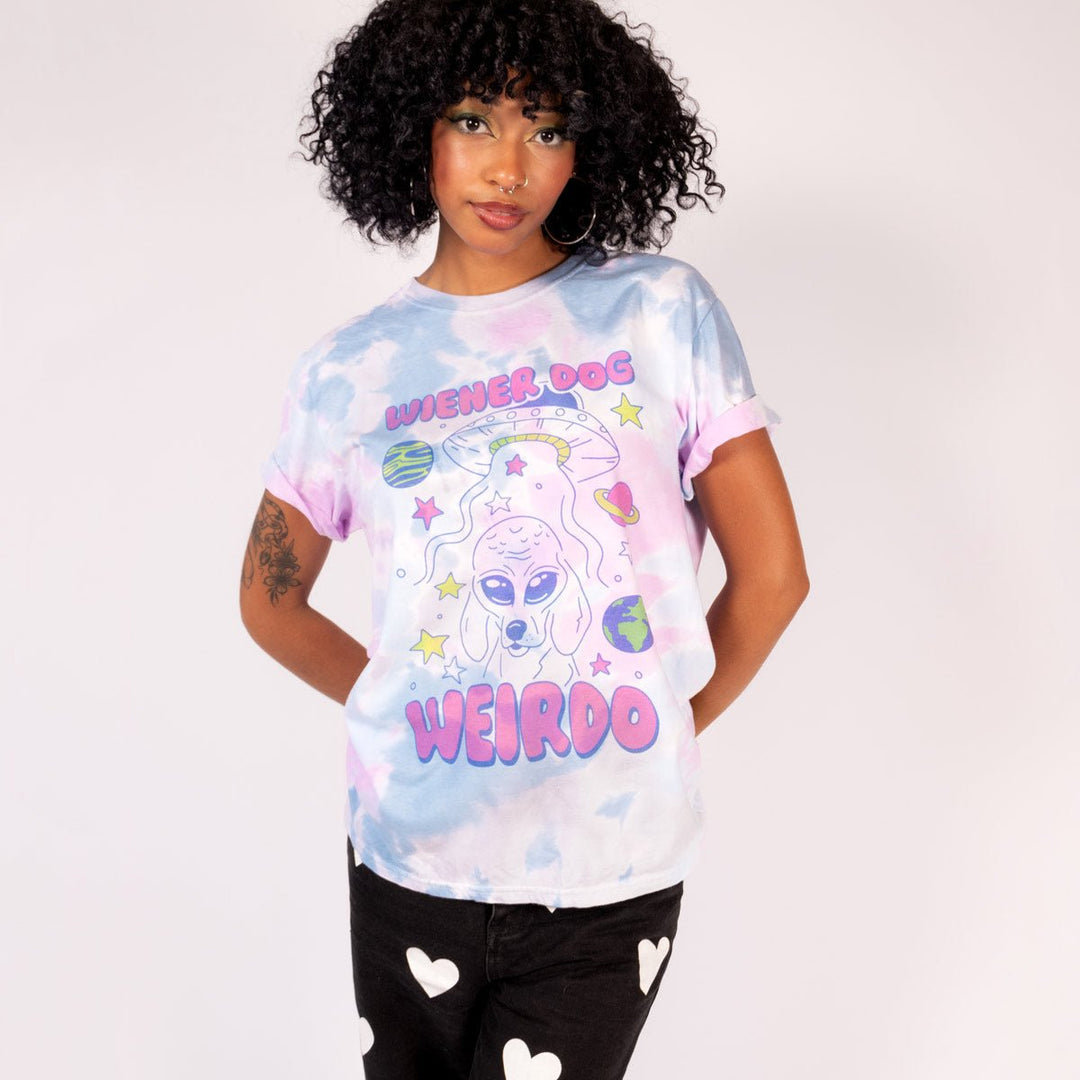 wiener dog weirdo unisex tie - dye tee - bean goods