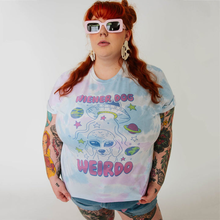 wiener dog weirdo unisex tie - dye tee - bean goods