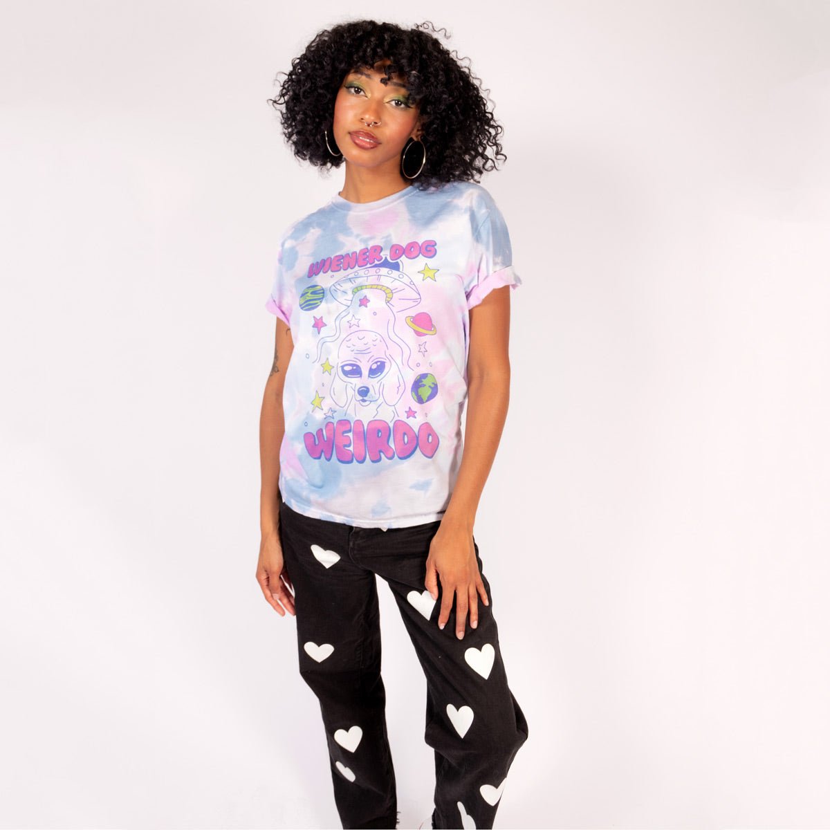 wiener dog weirdo unisex tie - dye tee - bean goods