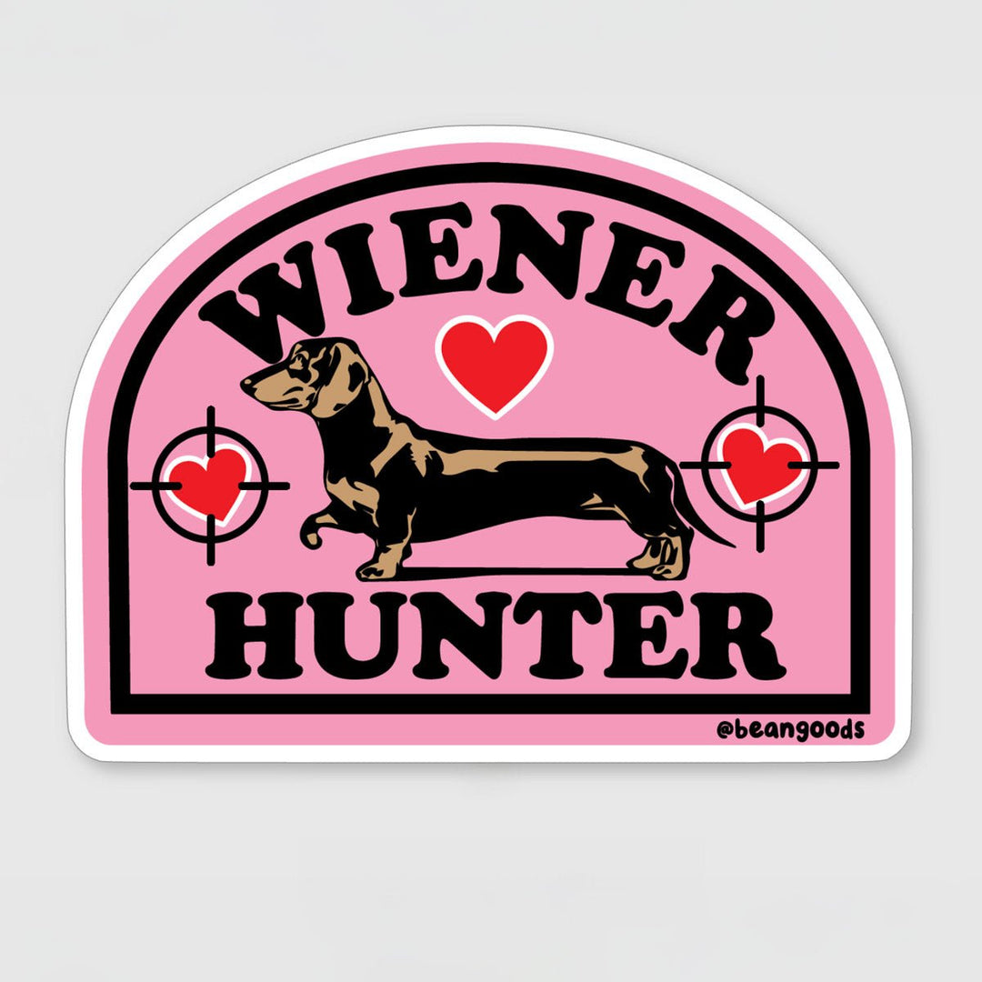 wiener hunter sticker - bean goods