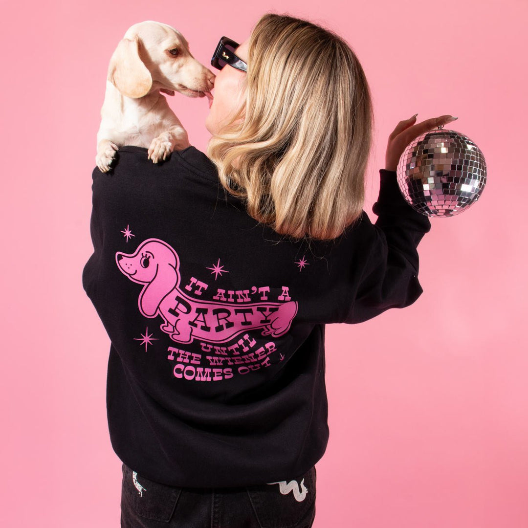 wiener party crew sweatshirt - bean goods