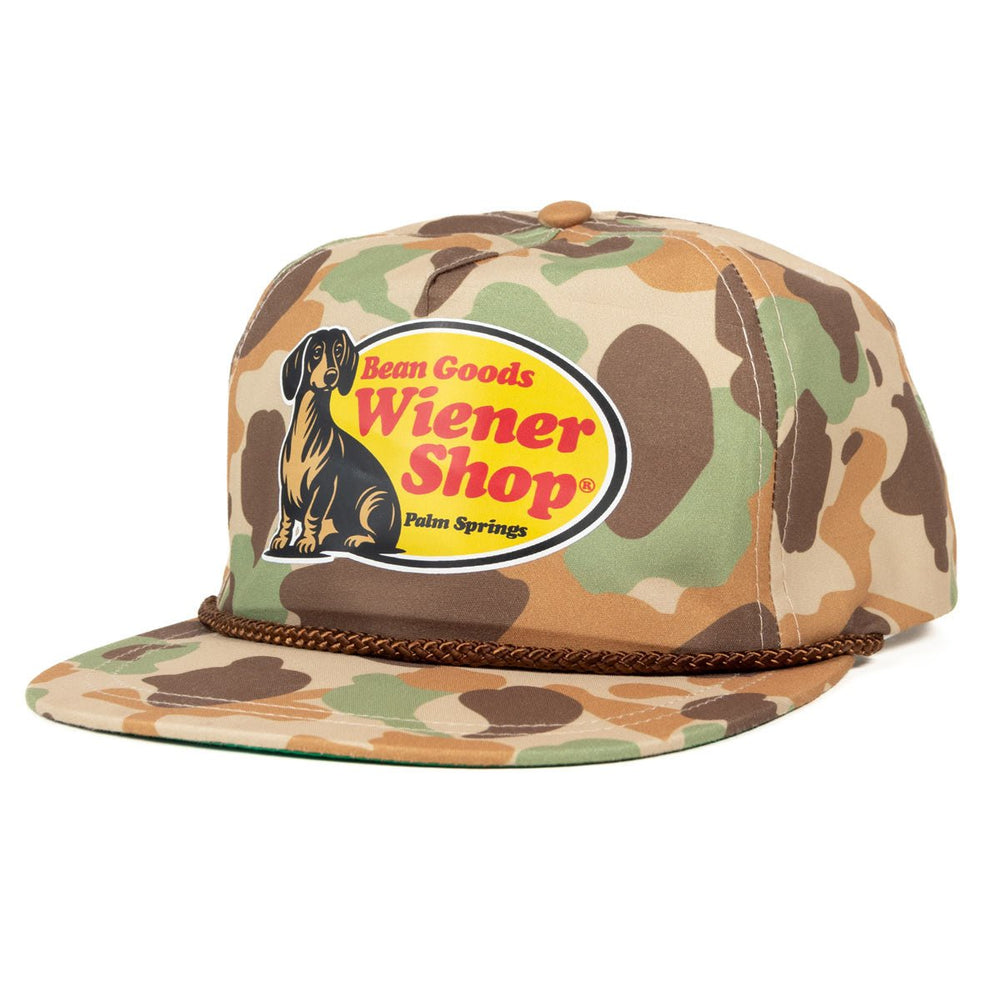 wiener shop hat | camo - bean goods