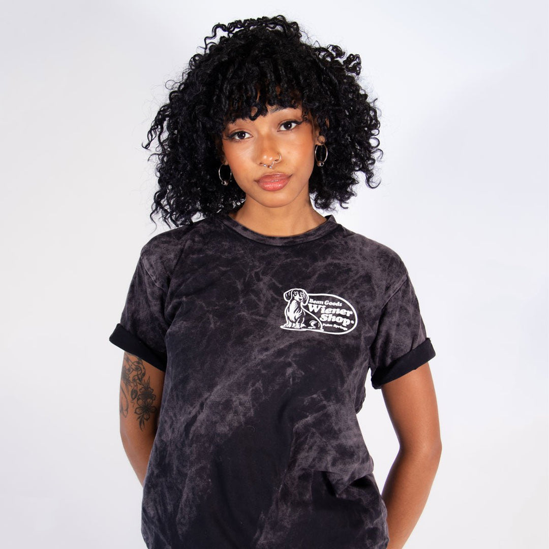 wiener shop unisex tee | black mineral wash - bean goods