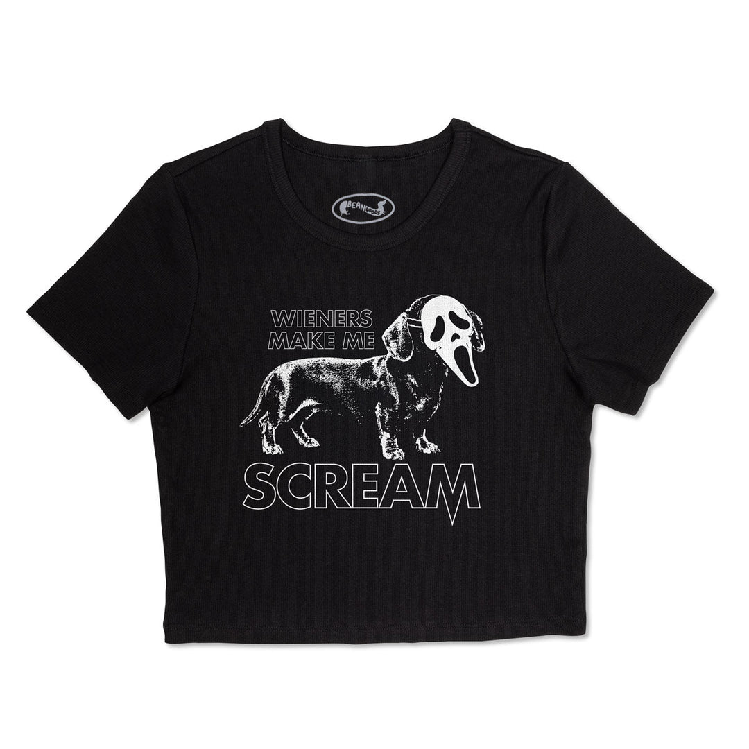 wieners make me scream ribbed cropped tee - bean goods