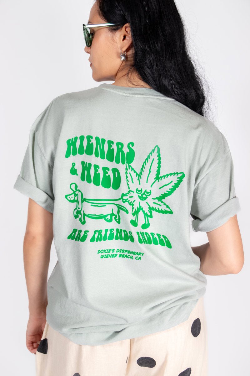 wieners & weed unisex pocket tee - bean goods