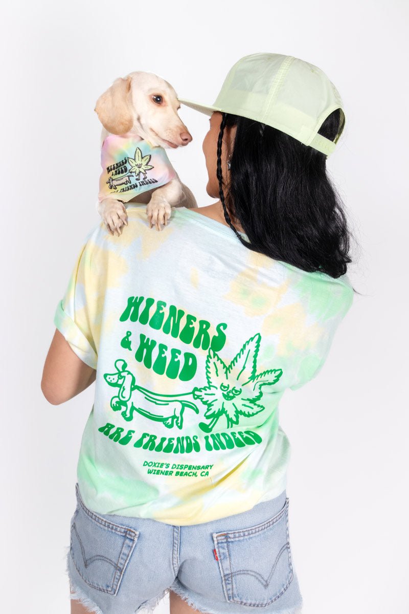 wieners & weed unisex tie-dye tee - bean goods