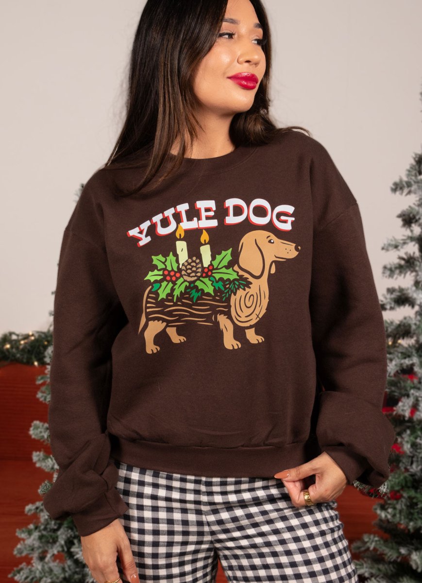 yule dog boxy crew sweatshirt - bean goods