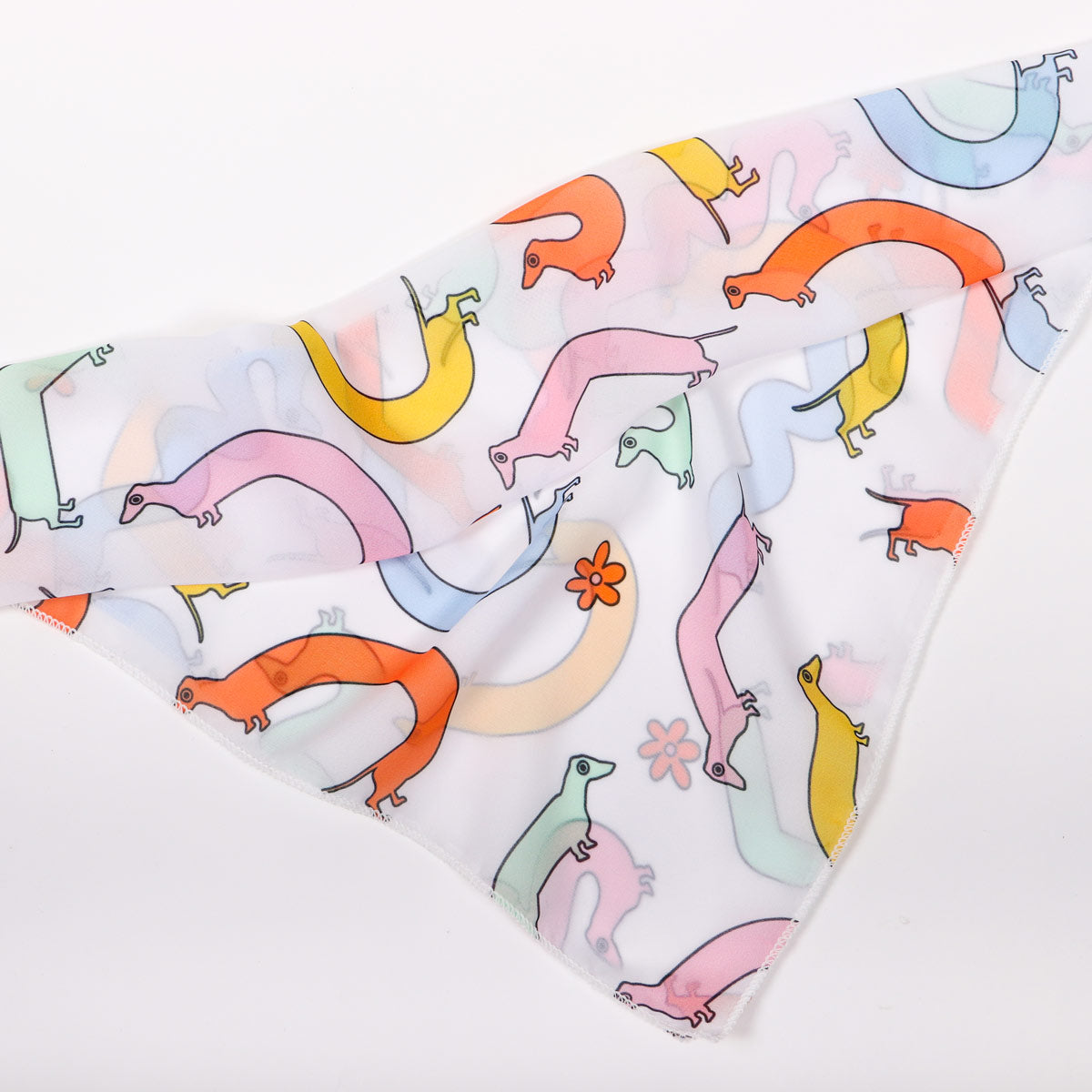 squiggly ween chiffon scarf | rainbow