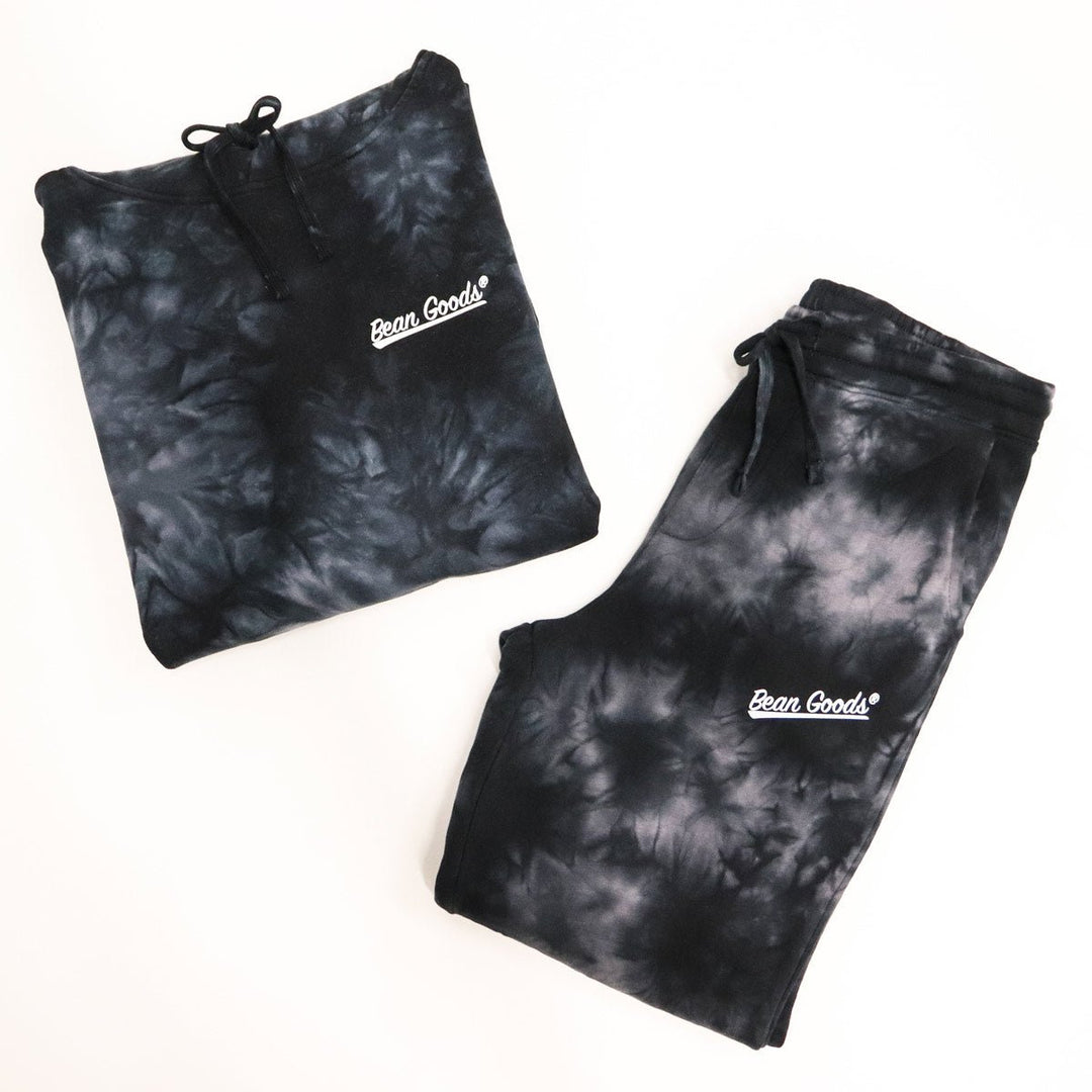 bean goods unisex fleece sweatpants | black tie-dye - bean goods