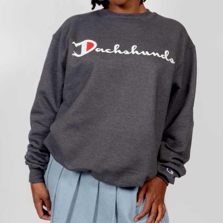 champion x bean goods unisex crew sweatshirt | charcoal heather - bean goods