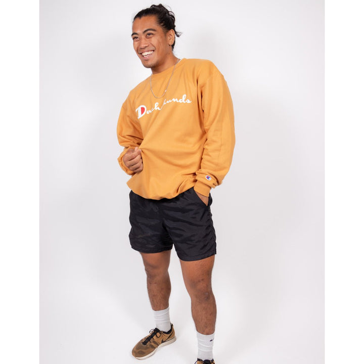 champion x bean goods unisex crew sweatshirt | mustard - bean goods