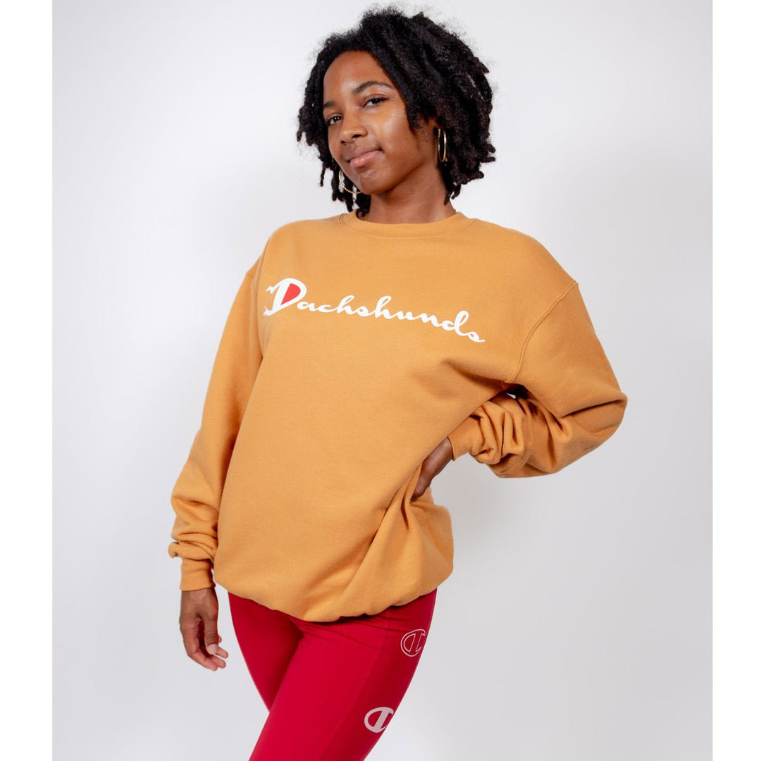 champion x bean goods unisex crew sweatshirt | mustard - bean goods