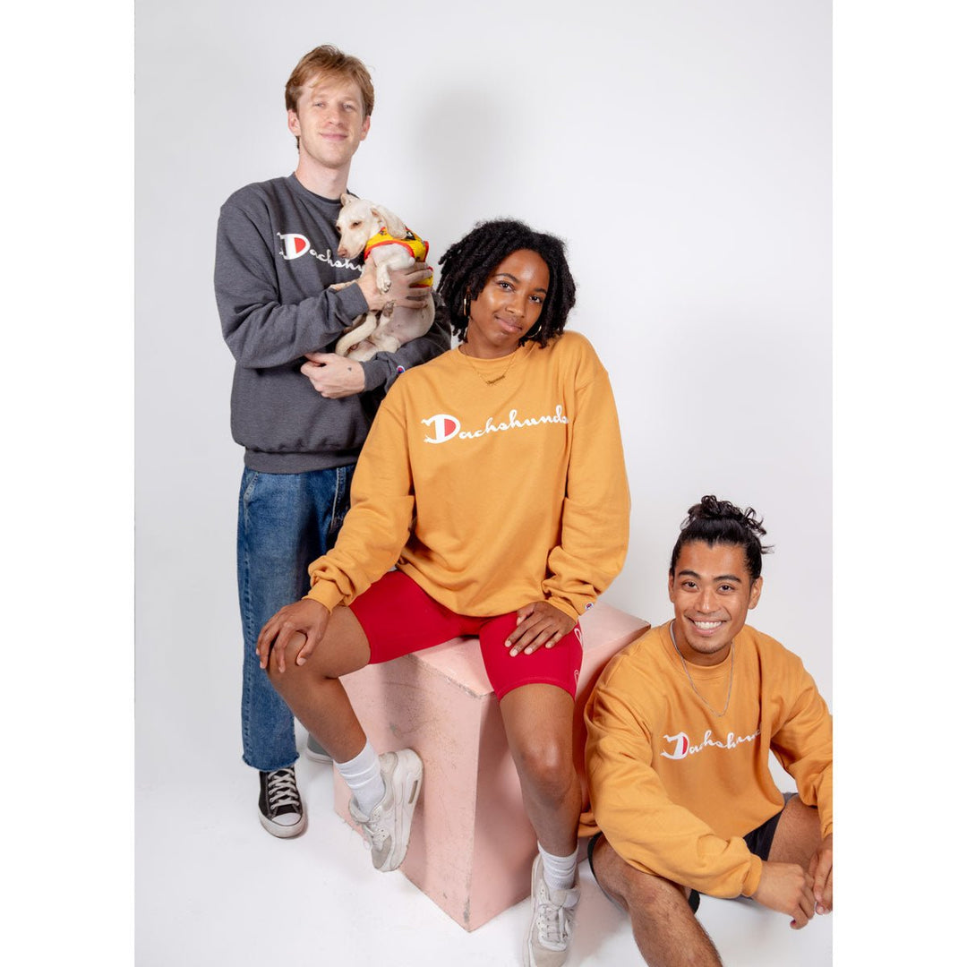 champion x bean goods unisex crew sweatshirt | mustard - bean goods