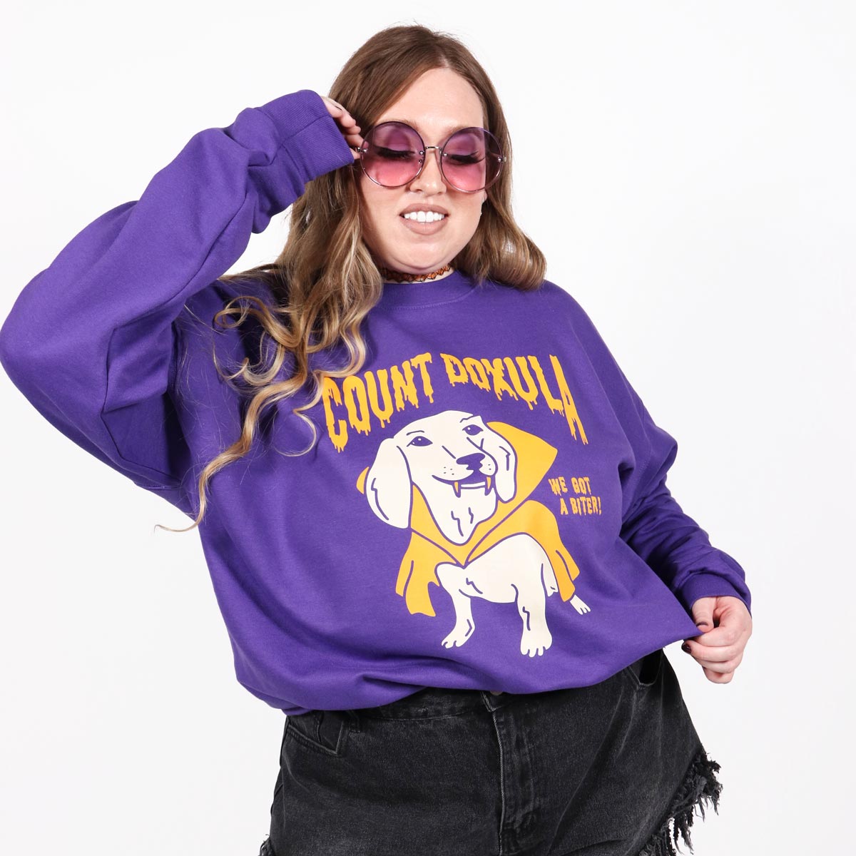 count doxula unisex crew sweatshirt | purple - bean goods