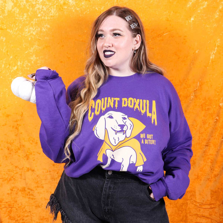 count doxula unisex crew sweatshirt | purple - bean goods