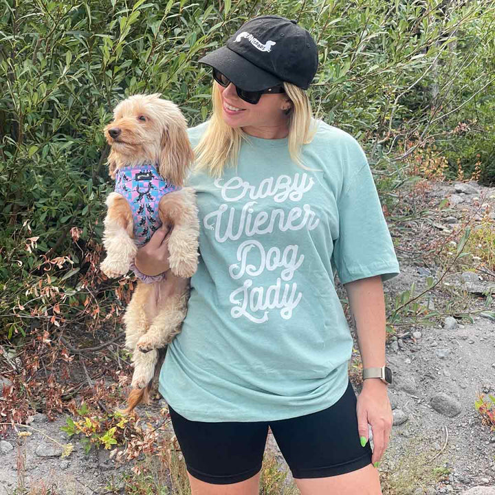 crazy wiener dog lady unisex tee | sage - bean goods