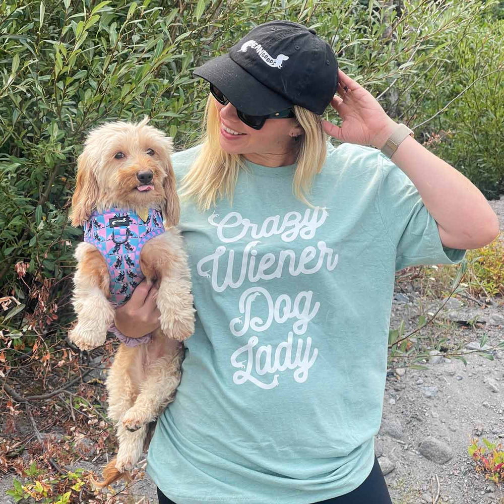 crazy wiener dog lady unisex tee | sage - bean goods