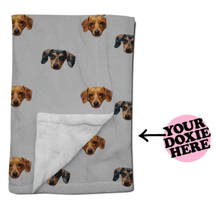 custom doxie print plush blanket 60" x 80" - BeanGoods