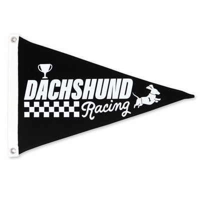 dachshund racing canvas pennant flag - bean goods