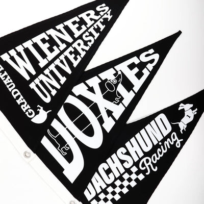 dachshund racing canvas pennant flag - bean goods