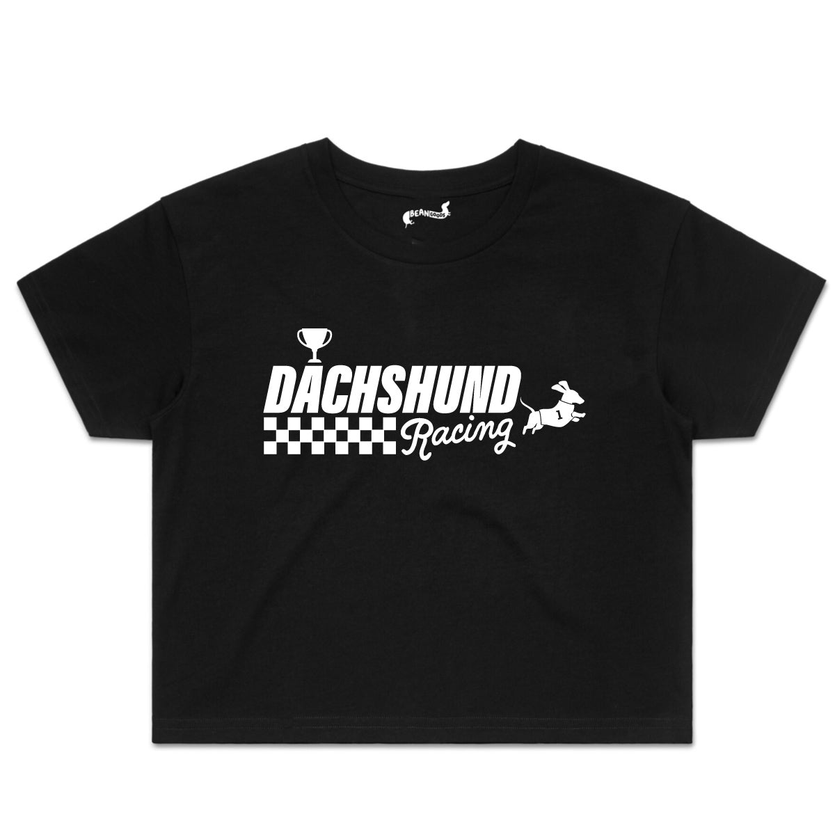 dachshund racing cropped tee | black - bean goods