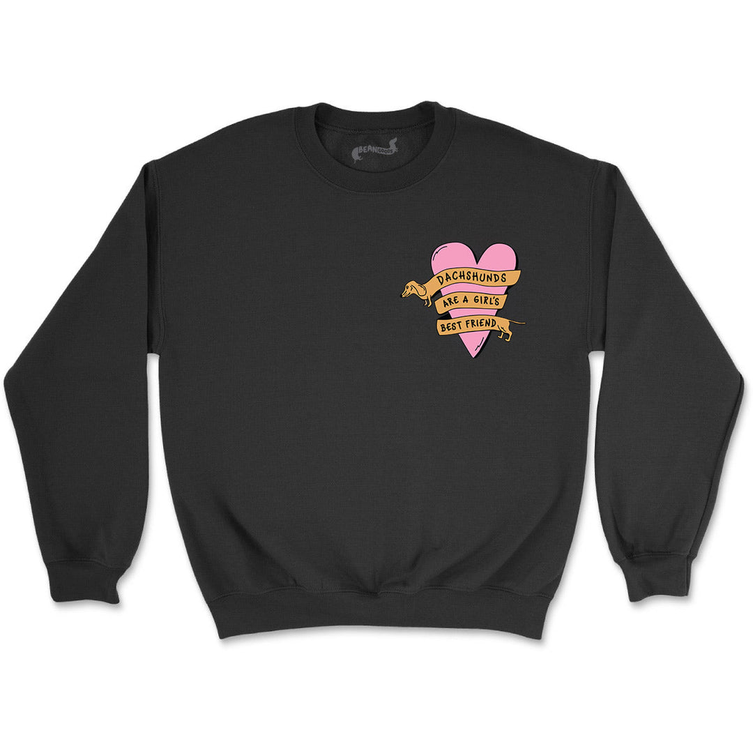 dachshunds are a girl’s best friend unisex crew sweatshirt | black - bean goods