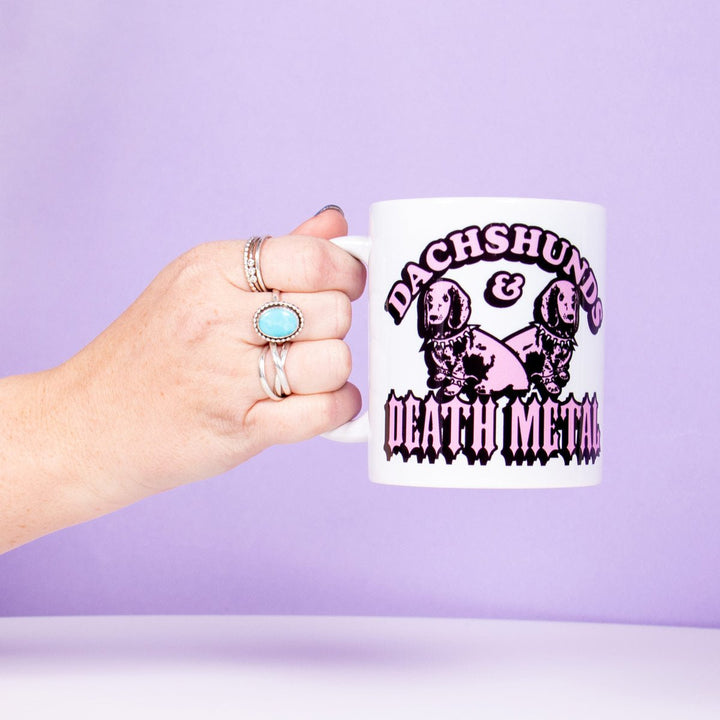 dachshunds & death metal mug - bean goods